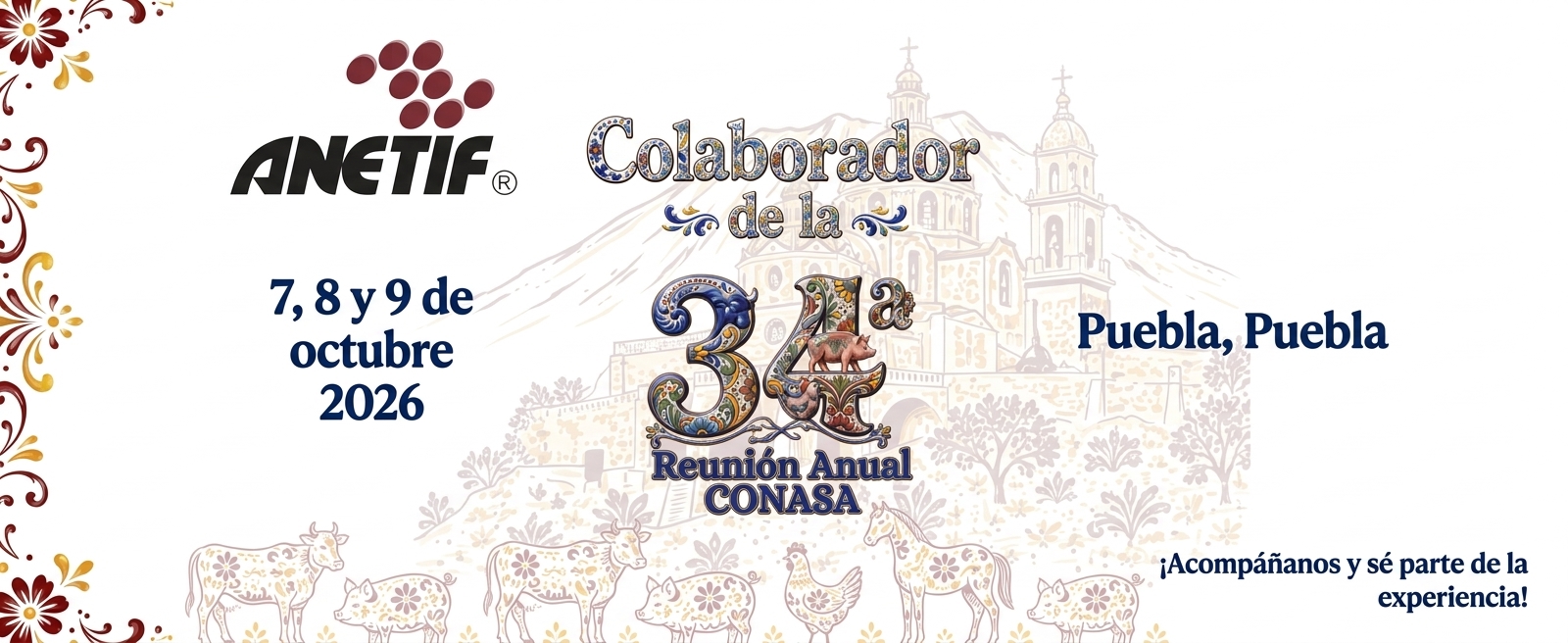 ANETIF, colaborador de la 34.ª Reunión Anual CONASA. Del 7 al 9 de octubre de 2026 en Puebla, Puebla.